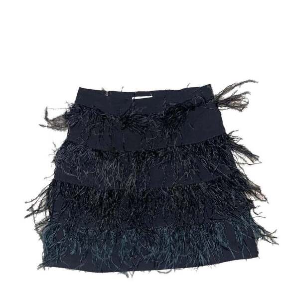Gianni Bini Black Feather Mini Skirt - Picture 1 of 4
